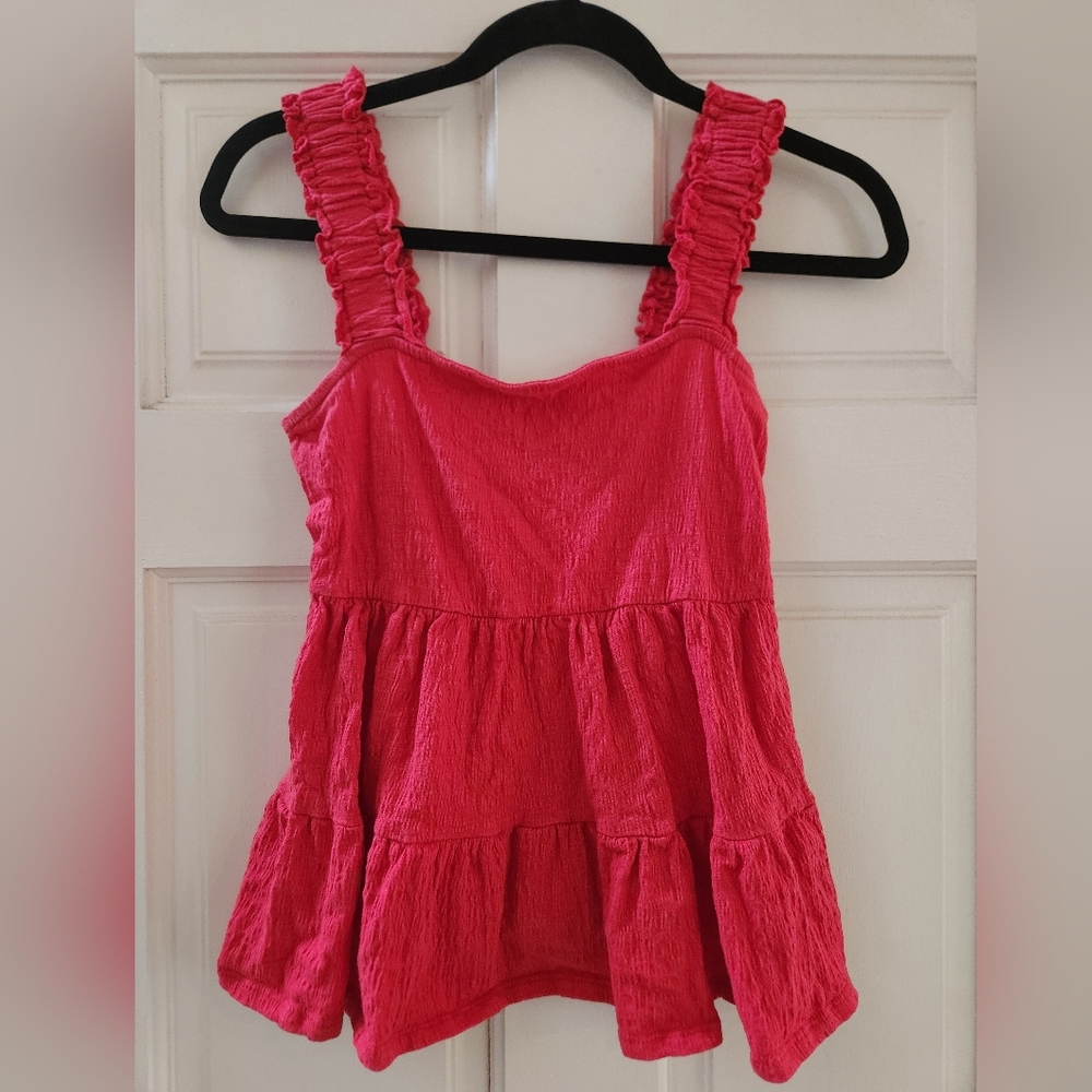 Altar'd State Red Ruffled Tank Top Large